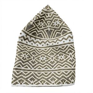 Gorros de Oración Islámicos al por Mayor, Duraderos, de Mezcla de Algodón y Poliéster, con Bordado de Cuadros Marrones, Estilo Omaní - Product Image 5
