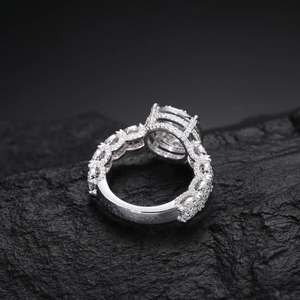 Pahal Jewels Luxury Fine Jewelry Wedding <b>Ring</b> 925 Sterling Silver VVS Moissanite Halo Engagement <b>Ring</b> for Certified Rhodium - Product Image 4