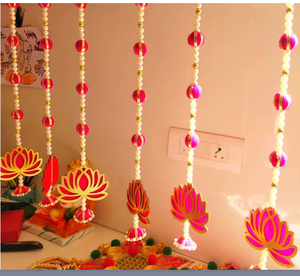 Décoration murale bohème en perles de verre avec pompons en forme de fleur pour salon toutes saisons - Product Image 6