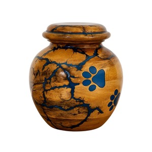 Handcrafted Burning Wooden Pet Cremation <b>Urn</b> For Dog <b>Cat</b> Ashes Resin Paw Print Inlay Memorial Keepsake Burial Supplies - Product Image 4