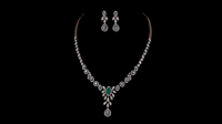Parure de collier en argent avec pendentif en émeraude de laboratoire taille marquise et diamant pour mariée |   Bijoux de mariage de luxe |   Style ethnique plaqué or rose