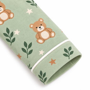 Ensemble pyjama ours en peluche vert sauge pour bébé, imprimé feuilles et étoiles, chemise à manches longues boutonnée et pantalon, tenue de nuit pour nourrisson et tout-petit, hiver - Product Image 4