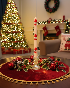 Bougie conique en cire de soja et de paraffine peinte à la main, parfum floral, sans fumée, avec motif bonhomme de neige pour décorations de Noël - Product Image 2