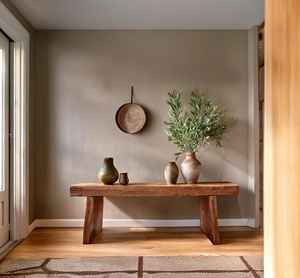 ม้านั่งคอนโซลไม้สไตล์รัสติกสุดหรู พร้อมพื้นผิวไม้แผ่นใหญ่ โครงสร้างแข็งแรง ทนทาน และดีไซน์แบบดั้งเดิม - Product Image 1