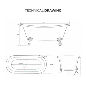 อ่างอาบน้ำทองแดงแบบตั้งพื้นทรงกรงเล็บ วินเทจ สำหรับห้องน้ำและสปา - Product Image 2