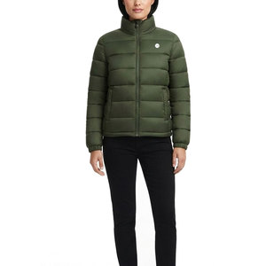 Chaqueta acolchada cómoda para mujer con relleno cálido, cremallera completa, cuello alto, dos bolsillos laterales y para uso diario. - Product Image 1