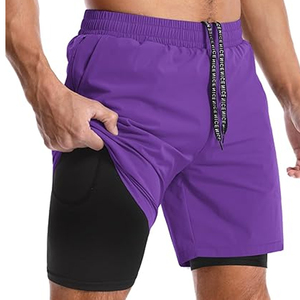 High Quality Men 2 In 1 Running Shorts Compression Liner Gym Fitness Shorts <b>Phone</b> Pocket OEM <b>Bulk</b> - Product Image 1