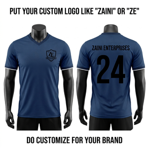 เสื้ออเมริกันฟุตบอลแบบยูนิเซ็กซ์ พรีเมียม ผ้าโพลีเอสเตอร์ 220 GSM ระบายอากาศได้ดี สีน้ำเงินกรมท่า แขนสั้น สกรีนโลโก้แบบรีดร้อน - Product Image 1