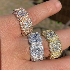 <b>925</b> Sterling <b>Silver</b> Baguette Cut Moissanite Classic Geometric Prong Set Rhodium Plated Unisex Wedding & Everyday Wear Gift <b>Ring</b> - Product Image 4