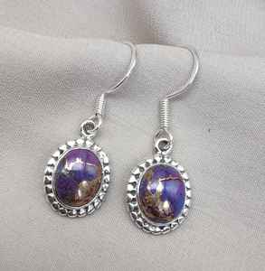 Pendientes Religiosos de Turquesa Púrpura Chapados en Oro, Plata de Ley 925 para Mujer, Aniversario, Fiesta, Venta al por Mayor, OEM - Product Image 3