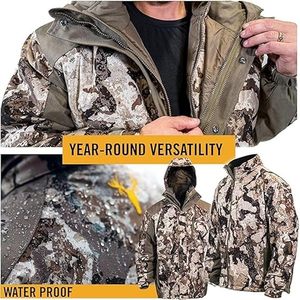 <b>Men</b>’s 3-in-1 Insulated Camo Hunting Parka, Waterproof <b>Jacket</b>, Versatile Camouflage Hunting Clothes for <b>Men</b> - Product Image 4