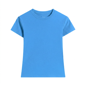 T-shirt à col rond pour femme, couleur unie, manches courtes, coupe classique, 100% coton jersey, respirant, toutes saisons, style décontracté, lettres - Product Image 2