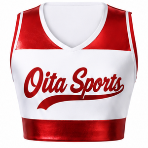 <b>White</b> Red Sublimated <b>Sleeveless</b> Cheerleading Jersey Athletic Team Sportswear Training Performance Competition <b>Top</b> Uniform - Product Image 1