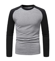 T-shirts décontractés à manches longues raglan en coton, col côtelé, impression sérigraphique, toutes tailles, design personnalisé, haute qualité, très demandés pour hommes