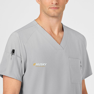 ชุดยูนิเซ็กซ์สำหรับแพทย์และพยาบาล แบรนด์ HUSKY SPORTSWEAR คุณภาพพรีเมียม ผลิตจากผ้าสแปนเด็กซ์/โพลีเอสเตอร์ ทออย่างดี เสื้อคอวี แขนสั้น เหมาะสำหรับโรงพยาบาล - Product Image 5