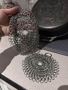 Best Quality Metal Chainmail Scrubber For Cleaning Cast Iron Pans And <b>Cookware</b> With Strong Stainless Steel Rings - Product Image 6