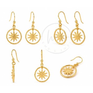 Handmade <b>Gold</b> Plated Sun Drop <b>Earrings</b> for Women Minimalist Celestial <b>Dangle</b> <b>Earrings</b> Brass Fashion Jewelry - Product Image 1