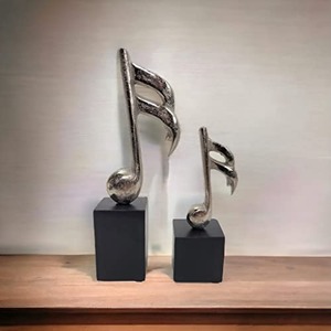 Handmade Aluminium Music Note Sculptures Abstract Art Bar Mitzvah Tabletop Home Decor Eco-Friendly 2-Piece Modern Design - Product Image 2