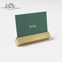 Porte-cartes de visite en bois rectangulaire doré, support de présentation de bureau écologique, décoration de table de bureau minimaliste et moderne
