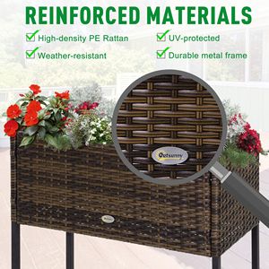 Classic 28\" High Elevated Rattan Planter <b>Box</b> <b>Tool</b> Storage Indoor/Outdoor <b>Garden</b> Raised Bed Square Design Medium Pots Giant - Product Image 5