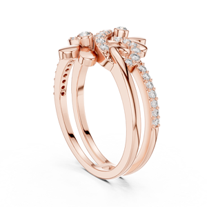TWIN FLORAL <b>INFINITY</b> LAB GROWN DIAMOND RING SET 18KT <b>ROSE</b> GOLD RHODIUM PLATED MINIMALIST ENGAGEMENT PARTY WEDDING DAILY USE for - Product Image 3