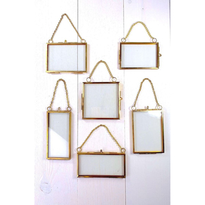 Premium Antique Brass & Double Glass Hanging Photo <b>Frame</b> with Gold Chain Luxury Floating Herbarium <b>Frame</b> for Pressed Flowers - Product Image 1