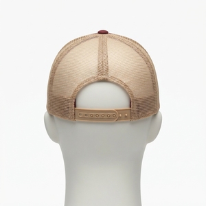 Casquette de baseball pour homme, beige bordeaux, style trucker, dos en mesh, fermeture snapback, logo personnalisé, ajustable - Product Image 4