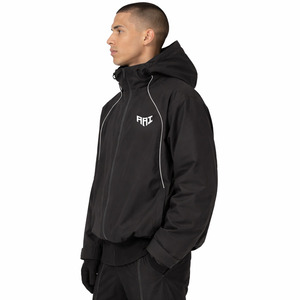 Men <b>Black</b> <b>Windbreaker</b> Jacket Hooded Lightweight Waterproof Outdoor Streetwear Custom Bulk Manufacturer USA - Product Image 3