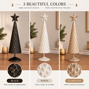 Metal <b>Christmas</b> <b>Tree</b> Set Tabletop Decorative <b>Tree</b> Figurine Hammered Finish Seasonal Holiday Ornament Handcrafted Home Decor Set - Product Image 3