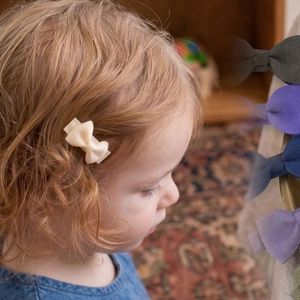 Material ecológico RPET, tela con estampado de logotipo personalizado, accesorios a presión para bebés y niñas pequeñas, mini pinza para el pelo con lazo - Product Image 3