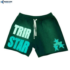 Shorts décontractés pour hommes en molleton de coton tricoté uni, taille mi-haute - Séchage rapide, respirant, écologique, avec cordon de serrage et broderie, marque privée - Product Image 5