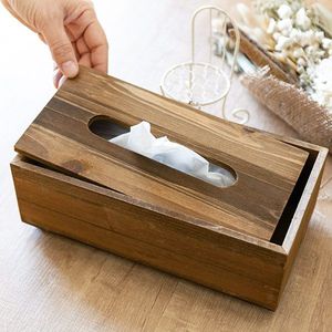 Boîte à mouchoirs vintage en bois faite à la main, sur pied, pour la maison, les tables à manger et les tables basses - Product Image 2
