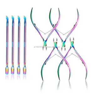 Набор для удаления кутикулы, кусачки и толкатели из нержавеющей стали с индивидуальным цветом