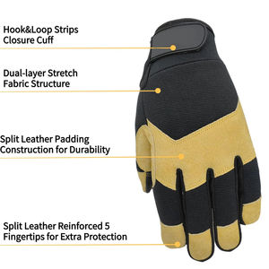 Gants d'hiver pour homme, en cuir de daim, pour la conduite en extérieur, entièrement couvrants, de sécurité, couleur noire, style classique, nouvelle mode - Product Image 6