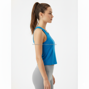 Private Label 100% Cotton Women's Short Sleeveless Crop Tank <b>Top</b> Custom Brand Logo Front Breathable Anti-Pilling Wholesale - Product Image 3