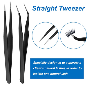 Ergonomic Lightweight Wholesale Rate Custom Branding Black Color Eyelash Tweezers Durable Anti-Static Beauty Tools For Salon - Product Image 4