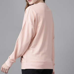 Sudadera de cuello redondo para mujer, personalizada, de otoño, informal, de tejido grueso, de algodón, felpa francesa, con apliques, bordados y cristales, de color liso. - Product Image 2