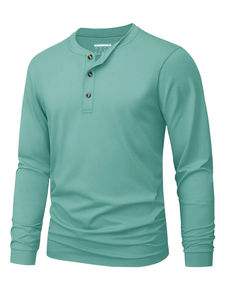 Polo de Manga Larga con Cuello Henley para Hombre, Camiseta Casual Transpirable de Alta Calidad para Primavera y Otoño - Product Image 3