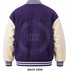 Veste d'hiver premium à manches contrastées, patch brodé, mélange de laine, style décontracté, veste de baseball pour homme - Product Image 3