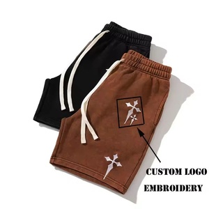 Shorts respirants en coton vintage délavé à l'acide, style hip-hop, teints en pièce, en molleton bouclette, sur mesure pour homme, collection été 2026 - Product Image 3