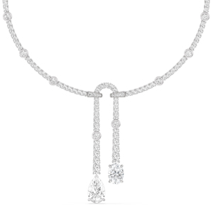 Collier pendentif de luxe pour femme en or 18 carats avec diamant taille poire goutte d'eau, plaqué rhodium, bijoux de mariage - Product Image 1