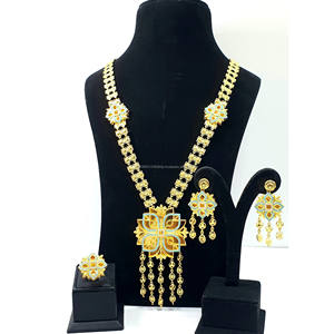 Conjunto de collar largo chapado en oro de 24 quilates colección árabe recién llegado joyería fina para bodas - Product Image 1