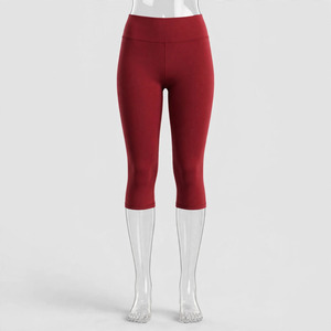 Leggings en tricot pour femmes, taille haute, couleur unie, avec poches latérales, extensibles, respirants, séchage rapide, style sportif, longueur intégrale - Product Image 2