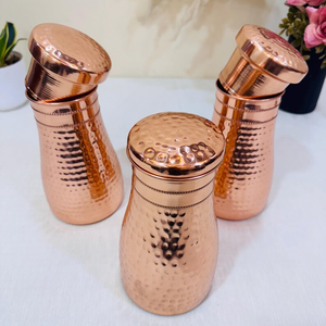 100% Pure Hammered Copper <b>Water</b> <b>Bottle</b> Glossy Copper Finish Handmade <b>Metal</b> Reusable Drinking <b>Bottle</b> - Product Image 5