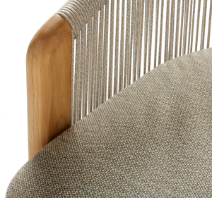 Sofá de Jardín Moderno de Madera de Teca Sólida para Dos Personas, con Detalles de Cuerda Tejida, Cojines Gruesos Impermeables para Apartamento, Patio o Terraza - Product Image 6