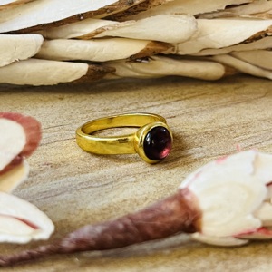 New Arrival Garnet <b>Ring</b> Minimalist Brass <b>Rings</b> For Women 18k Gold Plated <b>Dainty</b> Bezel Solitaire Jewelry For Wholesale/OEM/ODM - Product Image 6