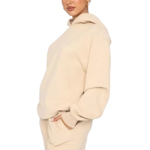 Conjunto de sudaderas con capucha y pantalones de chándal de lana para mujer, ropa de calle de peso pesado personalizada, novedad - Product Image 3