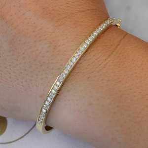 Pulsera de Zirconia, Regalo de Aniversario para Ella, Plata de Ley 925, Chapado en Oro de 14K, Joyería Moderna de Lujo Personalizable - Product Image 4