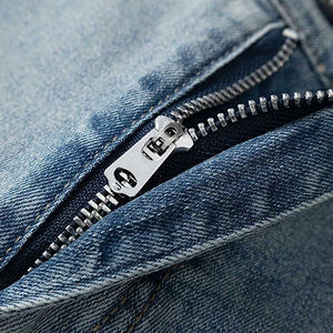 Pantalon en jean décontracté pour homme, léger, respirant, écologique, coupe droite, jambe large, en coton, style empilé, taille haute - Product Image 4