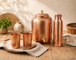 Dispensador de Cobre Repujado con Grifo y Tapa, Recipiente de Almacenamiento de Cobre Martillado, Estilo Vintage para Uso Doméstico, Gran Capacidad - Product Image 6